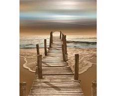 LSDEERE Malen nach Zahlen Erwachsene Kinder DIY Ölgemälde Kleine Brücke mit Meerblick - 40x50cm Holzrahmen-Ohne_Rahmen Kreative Digitale Leinen Leinwand Neujahr Geschenk Haus Dekor