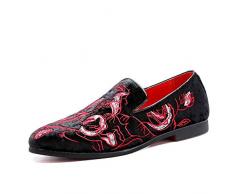 HONG YI-SHOES Fahrschuhe Räuchermännchen Loafer for Stickerei Flach Penny Schuhe Slip-on-Suede Spitzschuh elastischen beiläufigen Leichten Stitching Anti Slip (Color : Rot, Größe : 40 EU)