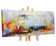 YS-Art | Acryl Gemälde Nostalgie | Handgemalte Leinwand Bilder | 115x50cm | Wandbild Acrylgemälde | Moderne Kunst | Leinwand | Unikat | Mehrfarbig