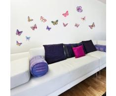 Wandkings Schmetterlinge Wandsticker Set, 14 Aufkleber, 2 DIN A4 Bögen, Gesamtfläche 60 x 20 cm