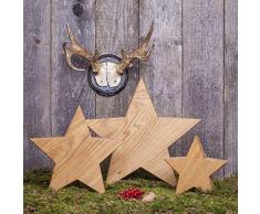 Woods 3er Set Holzstern Eiche - Dekoration aus Holz handgefertigt in Bayern I Holzsterne zum hinstellen - gemütliche Advent & Weihnachtsdeko für Fenster & Co I 3x Holzstern groß 20-30 und 40 cm