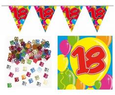 18. Geburtstag Party Dekoset Servietten + Girlande + Tisch-Konfetti 18 Jahre
