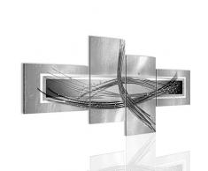 Bilder Abstrakt Wandbild 200 x 100 cm Vlies - Leinwand Bild XXL Format Wandbilder Wohnzimmer Wohnung Deko Kunstdrucke Grau 4 Teilig - MADE IN GERMANY - Fertig zum Aufhängen 103641c