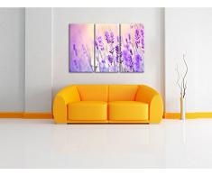 Lavendel im Retro Look 3-Teiler Leinwandbild 120x80 Bild auf Leinwand, XXL riesige Bilder fertig gerahmt mit Keilrahmen, Kunstdruck auf Wandbild mit Rahmen, gänstiger als Gemälde oder Ölbild, kein Poster oder Plakat