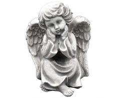 Liebevolle Engel Figur aus Steinguss Gartenfigur frostfest Grabdeko