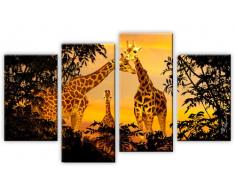 Giraffen Afrika Natur Himmel Kunstdruck Bilder Blätter 4 Bilder Wandbilder Kunstdruck Leinwandbild Canvas Print besser als Poster