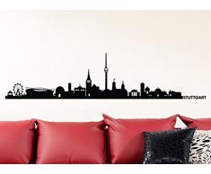 Wandaro W3291 Wandtattoo Skyline Stuttgart I Schwarz (BxH) 100 x 23 cm I Selbstklebend Stadt Aufkleber Städte der Welt Wandsticker Wandaufkleber