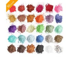 MENNYO Epoxidharz Farbe, Mica Pulver Glitter Seifenfarbe Set Pigment 30 Farben (5g, insgesamt 150 g) für Kunstharz Gießharz, Seife, Badebombe, Kerze, kosmetischer, Lidschatten, Nagellack, Schleim