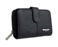 Lorenz Damen-Geldbörse aus Rindsleder, mit Reißverschluss, Schwarz, inkl. Geschenktasche