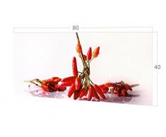 GRAZDesign Küchenrückwand Glas-Bild Spritzschutz Küche Herd Edler Kunstdruck hinter Glas Bild-Motiv Chili Eyecatcher für Zuhause / 80x40cm
