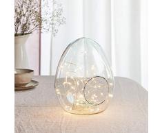 Lights4fun Osterei Glasglocke aus recyceltem Glas Osterdeko Osternest inkl. 50er Micro Lichterkette