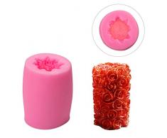 WANDIC Silikon-Gussformen, 1 Stück, Rosenkerze, Zylinderform, Rosenblüte, Silikonform für Kerzen, DIY Basteln