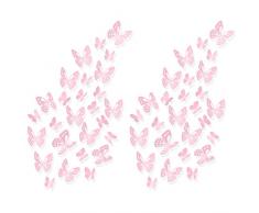 Luxbon 100x Pink Papier 3D Schmetterlinge Wandtattoo Wandaufkleber Sticker zum Kleben Dekor für Wohnzimmer Kinderzimmer Türen Fenster Badezimmer Kühlschrank