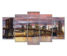 Schipper 609450806 - Malen nach Zahlen - New York in der Morgendämmerung - Bild malen für Erwachsene, inklusive Pinsel und Acrylfarben, 5 Bilder, Meisterklasse Polyptychon - Profi-Edition, 132 x 72 cm