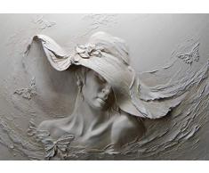 wandmotiv24 Fototapete Skulptur Frau Schmetterlinge Gips Wand XS 150 x 105cm - 3 Teile Fototapeten, Wandbild, Motivtapeten, Vlies-Tapeten M4631