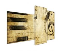 Wandbild - Grunge Musik - Bild auf Leinwand 130x80 cm 3 teilig - Leinwandbilder Bilder als Leinwanddruck stilvolle Komposition mit Musikelementen