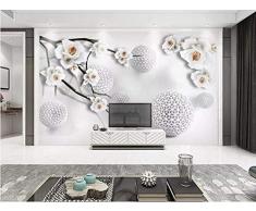 Wandbild-Tapete Foto-Vlies-3D-Jade-Schnitzerei Rose weiße Kugel nach Hause und reich 350cmx256cm (137,8x100.8inch) Oster-Tapete-dekorative Malerei-Aufkleber-benutzerdefinierte Tapete