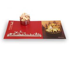 13gramm Krippe Orient Windlicht Schattenspiel Geschenk, 3D Edelstahl Aufsatz für Kerze inkl. Karte