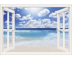 Artland Wandbilder selbstklebend aus Vliesstoff oder Vinyl-Folie Kwest Fensterblick - Großartige Strandlandschaft Landschaften Fensterblick Fotografie Weiß A8KB