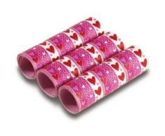 Luftschlange: Herz-Luftschlangen, rot, rosa und weiß, 9 Streifen, 4 m, 3er-Pack