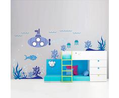 Walplus Wandaufkleber Ocean World Abnehmbare Selbstklebend Wandbild Kunst Aufkleber Home Dekoration Wohnzimmer Schlafzimmer Büro Tapete Kinderzimmer Geschenk Mehrfarbig