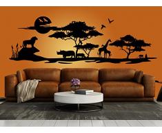 Schönes Wandtattoo Afrika Savanne 2 in der Farbe schwarz und der Größe 150 x 48cm für Wohnzimmer Esszimmer Schlafzimmer Wandaufkleber Wandsticker Aufkleber