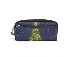 imobaby Weihnachtsbaum mit Kugeln, tragbare Tasche aus PU-Leder für Schule Stifteetui, Stifteetui, für Kinder, wasserdicht, Kosmetiktasche, Make-up, Beauty Case