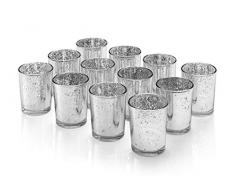 Artis Mercury Glas Votive Kerze Teelichthalter 2.75 H Set von 12 Speckled Silber für Hochzeiten, Parties und Home Décor