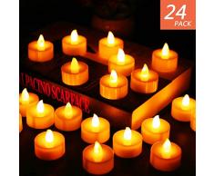 LED-Teelichter, 24 Stück, batteriebetriebene Kerzen, plastik, cremefarben, LED Tea Light, 2G11 0.30volts