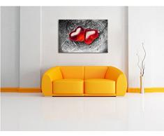 zwei Herzen in kleinem Nest schwarz/weiß Format: 60x40 auf Leinwand, XXL riesige Bilder fertig gerahmt mit Keilrahmen, Kunstdruck auf Wandbild mit Rahmen, günstiger als Gemälde oder Ölbild, kein Poster oder Plakat