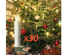 30er LED Kerzen Timer mit Fernbedienung, Weihnachtskerzen, IP64 Dimmbar Kerzenlichter Flammenlose Weihnachtskerzen für Weihnachtsbaum, Weihnachtsdeko, Hochzeit, Geburtstags, Party