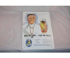 Bier ist gut sagt der Arzt Blechschild 20x30 cm Schild Sign Blechschilder Beer Doc Funschild