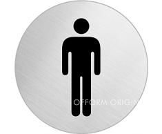 OFFORM WC Schild l Toilettenschild l Edelstahlschild WC Herren l Ø 75 mm l Nr.8473
