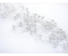 SiDeSo® Perlengirlande 5 Stück á 1,3m Tischdeko Hochzeit (weiß)