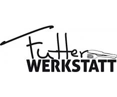 GRAZDesign Wanddeko Küche Esszimmer Besteck mit Spruch - Küchen Wandtattoo lustiges Küchen Motiv - Wandtattoo für Küche Wand-Spruch Futter Werkstatt / 76x30cm / 070 schwarz