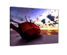 Keilrahmenbild - Boot am Strand - 120x90 cm 1 teilig - Leinwandbilder - Bilder als Leinwanddruck - Wandbild von Bilderdepot24