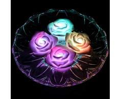 Mobestech LED schwimmende Kerzen wasserdicht schwimmende Rose geformt LED Kerzen Whirlpool Lichter für Hochzeit Flitterwochen Valentinstag 2St