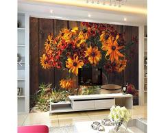 Liwenjun Wallpaper 3D Wandbild, Stilleben Blumenstrauß Zinnie Apfel Vase Becher Blume, Wohnzimmer Sofa TV Wand Schlafzimmer Tapete