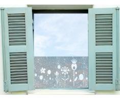 Dekorfolie, Fensterfolie Fenstertattoo selbstklebender Sichtschutz, Banner mit Blumen (20 Euro/ 1m) glas072 Aufkleber für Fenster, Glastür und Duschtür, Badezimmer Glasdekor Fensterbild, wasserfeste Glasdekorfolie in Sandstrahl