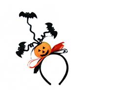 Halloween Haarreifen mit Kürbis und Fledermaus Horror-Grusel-Party-Deko