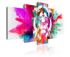 murando - Bilder 200x100 cm - Leinwandbilder - Fertig Aufgespannt - Vlies Leinwand - 5 Teilig - Wandbilder XXL - Kunstdrucke - Wandbild - Abstrakt Tiere Löwe bunt g-C-0019-b-n