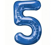 NEU Folienballon Große Zahl 5 blau, 58x83cm
