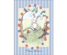 Im 5er Set: Süße Osterkarte mit Hase im Blümchenkranz: Frohe Ostern