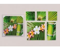 5 er Set Wandbilder Bambus Orchidee Feng Shui 60cm x 60cm