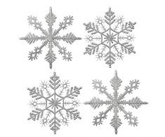 com-four® 4X Weihnachtsaufhänger - Anhänger im Schneeflocken Design [Auswahl variiert] - Weihnachtsdekoration für Fenster und Türen (4-teilig - 30cm)