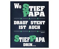 STIEFVATER VERSTEHER Geschenkidee Wo STIEFPAPA drauf steht… Kissenbezug - LKW Fahrer Papa Geschenk zum Geburtstag Weihnachten Patchwork Vater - Motiv Kissenhülle Deko 40x40cm blau : )