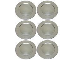 Platzteller Dekoteller 6 Stück Ø 33 cm silber Kunststoff