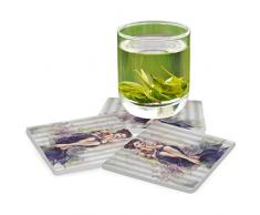 PANILUR Fantasy Elf Girl Ölgemälde Frau Floral Western Style Romantik，Untersetzer Saugfähige Keramik，für Tassen Tisch Bar Glas(2 Packs)