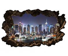3D Wandtattoo New York Skyline Stadt Wandbild Wandsticker selbstklebend Wandmotiv Wohnzimmer Wand Aufkleber 11E610, Wandbild Größe E:ca. 168cmx98cm