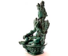 BUDDHAFIGUREN/Billy Held Grüne Tara Figur Buddha Statue, Resin, Türkis 15 cm